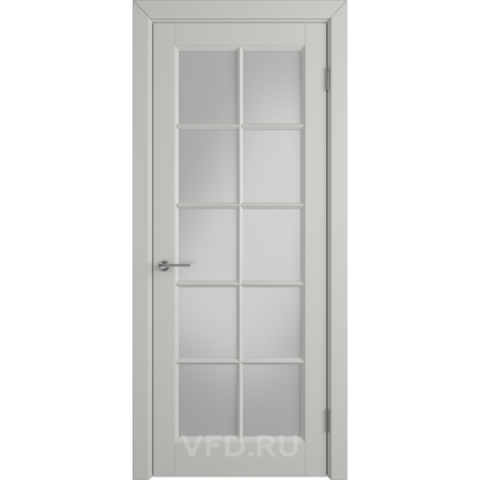 Межкомнатная дверь VFD (ВФД) Glanta (Гланта) Cotton (эмаль светло-серая) стекло White Cloud (матовое)