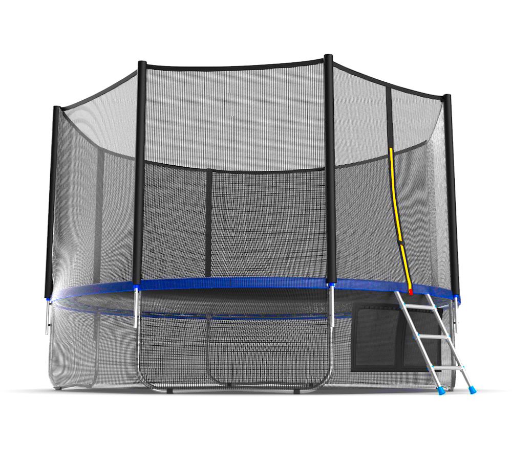 EVO JUMP External 12ft (Blue) + Lower net. Батут с внешней сеткой и лестницей, диаметр 12ft (синий) + нижняя сеть