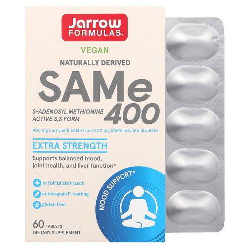 Jarrow Formulas, SAMe 400, 400 мг, 60 таблеток