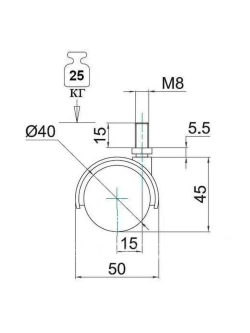 Колесики мебельные поворотные с тормозом стопом и резьбой М8