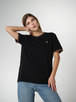 футболка с вышивкой нашивкой олень город горький черная девушка