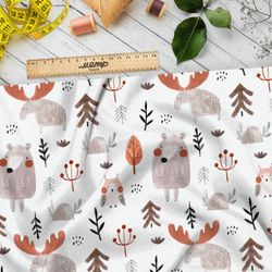 Ткань штапель абстрактные рисунки животных детские
