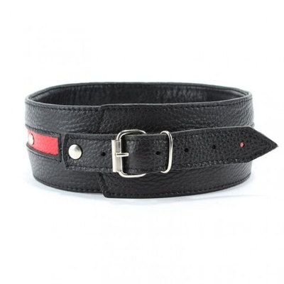 Черно-красный кожаный ошейник увеличенного размера (Цвет: черный с красным)