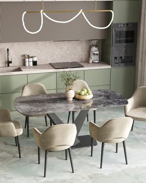 Стол обеденный Grey 180*90 керамика черная