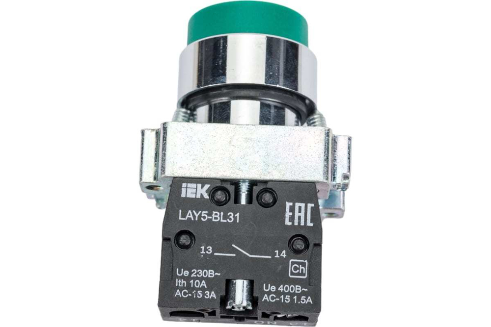 Кнопка управления LAY5-BL31 без подсветки зеленая 1з IEK