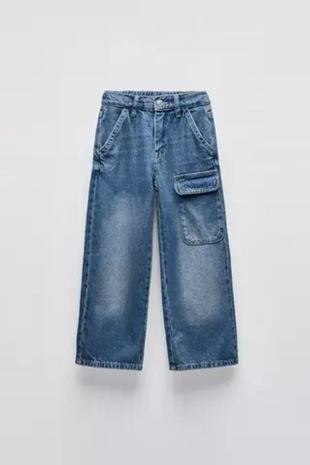 ZARA ДЖИНСЫ КАРГО, СИНИЙ