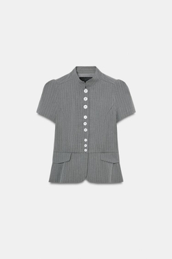 ZARA ТОП В ТОНКУЮ ПОЛОСКУ С ПУГОВИЦАМИ, АНТРАЦИТОВО-СЕРЫЙ