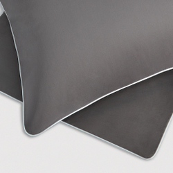 Постельное белье cемейное Сlaire&Caroll Lune темно-серое с белым кантом