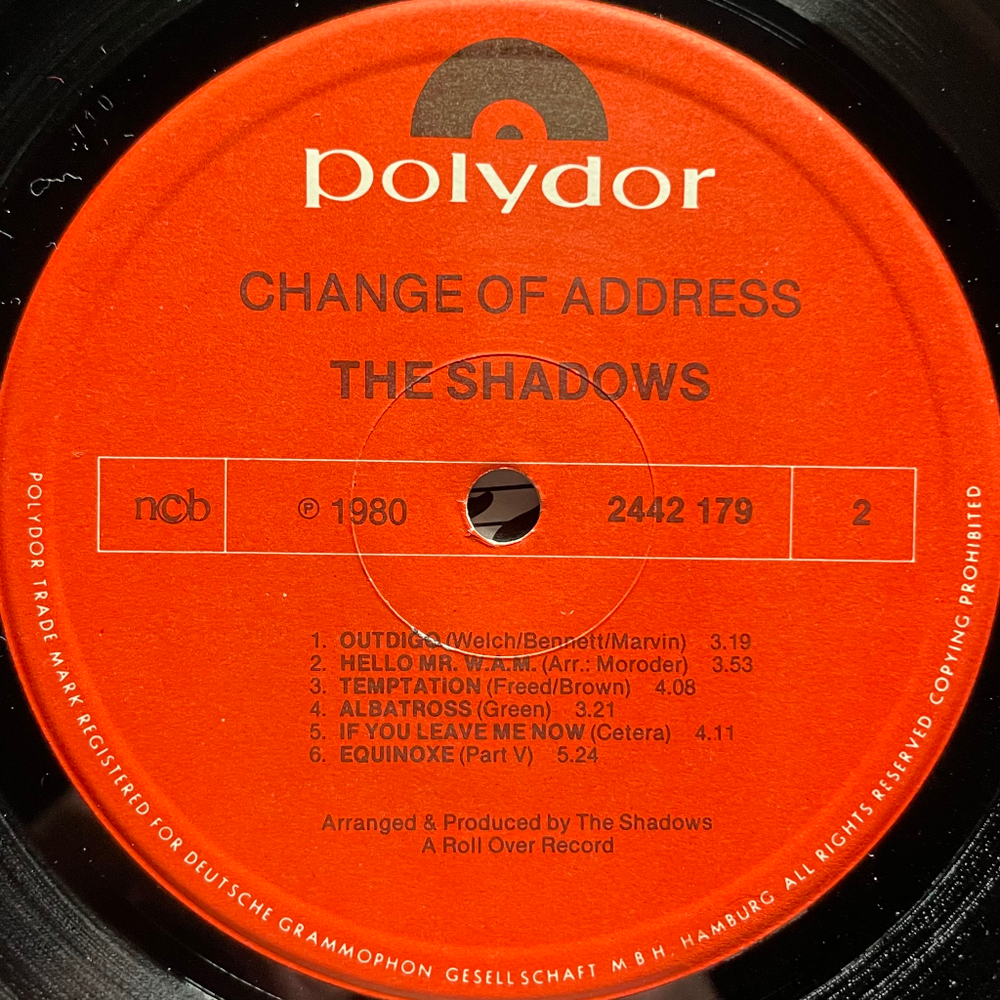 The Shadows ‎– Change Of Address (Скандинавия 1980г.)