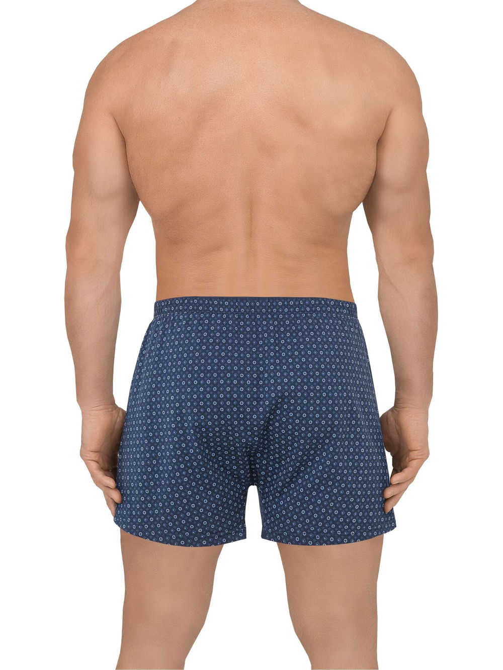 Хлопковые семейные трусы с мелким принтом (Размер: M) (Цвет: темно-синий)