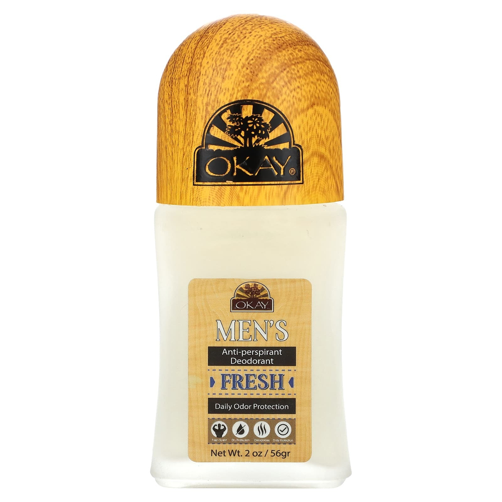 Okay Pure Naturals, Мужской дезодорант-антиперспирант, свежий, 2 унции (56 г)