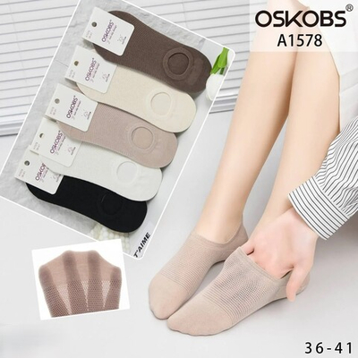 Следки женские/подростковые OSKOBS с сеткой и силиконом на пятке - набор 10 пар