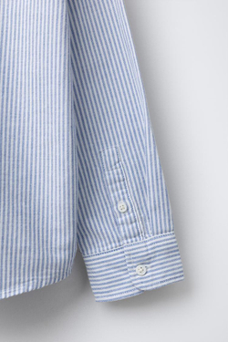 ZARA РУБАШКА OXFORD В ПОЛОСКУ, СИНИЙ