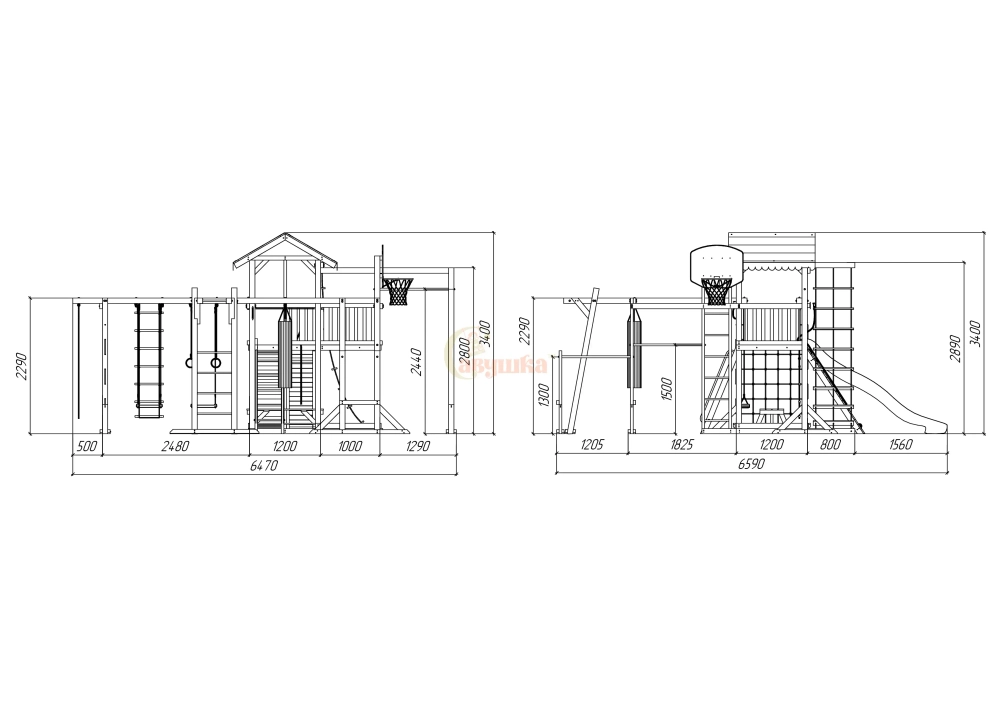 Деревянная детская площадка Савушка "4 сезона" - семейная