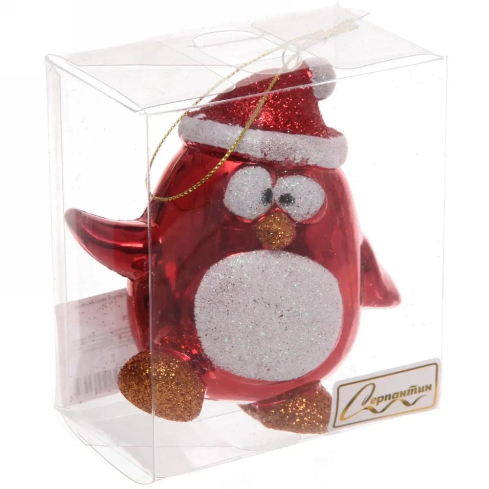 Ёлочная игрушка «Весёлый пингвинёнок» 11*6*11 см, красный