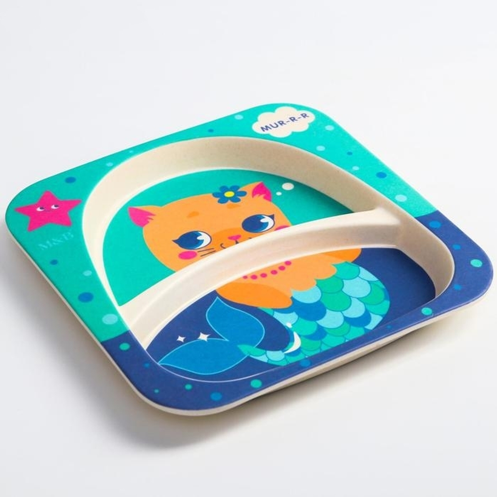 4933950 Набор бамбуковой посуды «ТРЕНД. Которусалка»: тарелка, миска, стакан, вилка, ложка