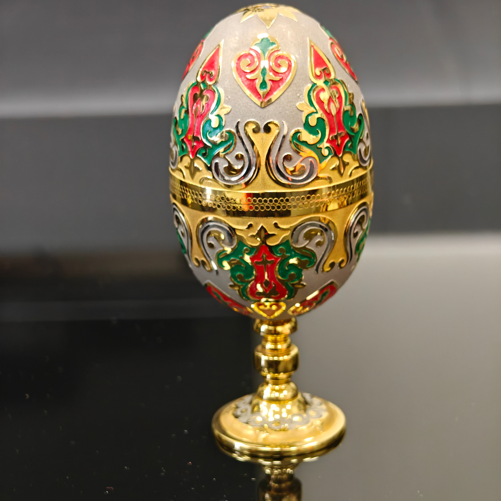 Сувенир Яйцо-рюмки "Узорное" с эмалью (златоустоуская гравюра)