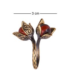 AM-3861 Кольцо «Физалис» (латунь, янтарь)