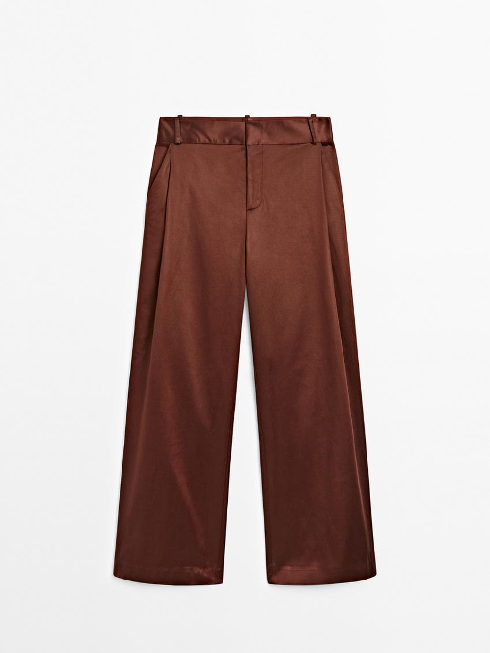 Massimo Dutti Блестящие брюки - Studio, рыжевато-коричневый