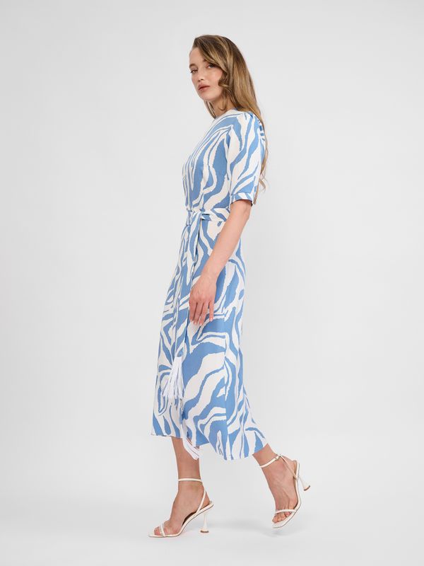 ГОЛУБОЕ ПЛАТЬЕ С ПРИНТОМ ЗЕБРА