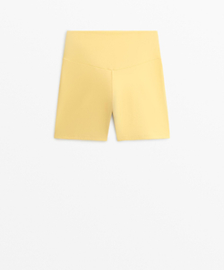 OYSHO Облегающие шорты Comfortlux с высокой посадкой длиной 10 см, желтый