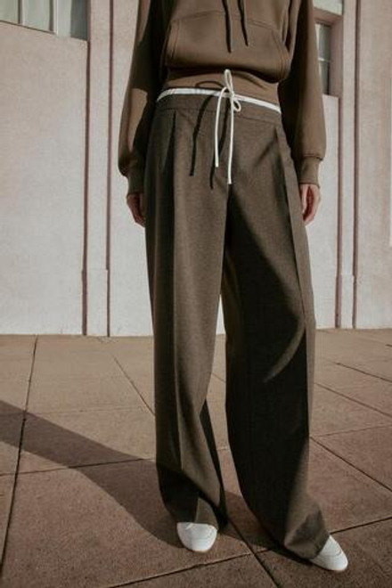 ZARA БРЮКИ С ШИРОКИМ ДВОЙНЫМ ПОЯСОМ, МОККО