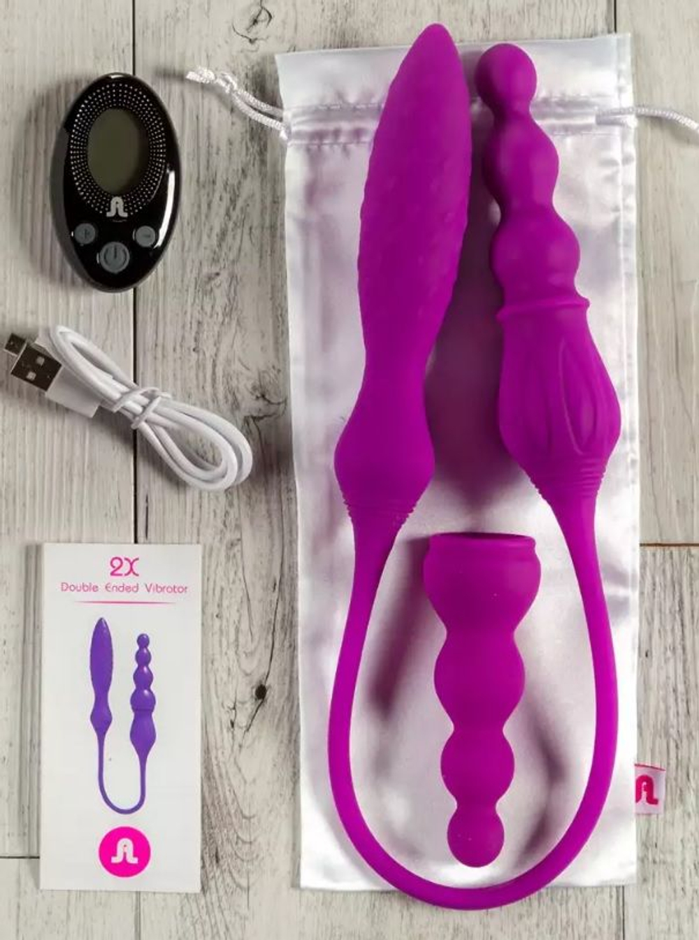 Двухсторонний гибкий вибромассажер 2X+LRS с дистанционным управлением (Цвет: лиловый)