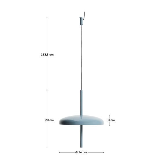 Портативный потолочный светильник Porte из синего алюминия Ø 16 см