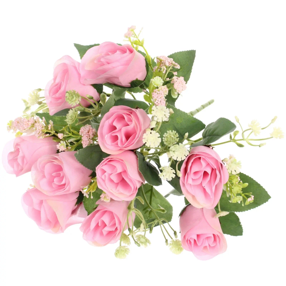 Искусственные цветы «Букет роз» 32см 10 цветков розовые