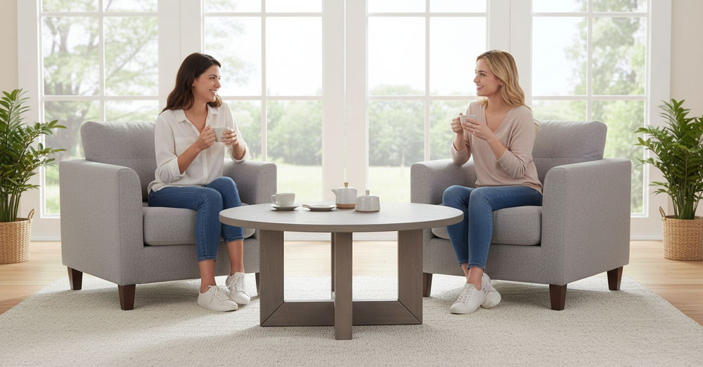 Журнальный столик, 100х100х45, Куклей, кофейный, круглый, деревянный, серый, Dipriz