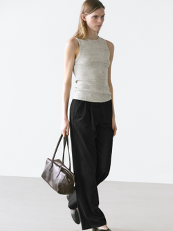 Massimo Dutti Брюки из тонкой шерсти со складками, черный