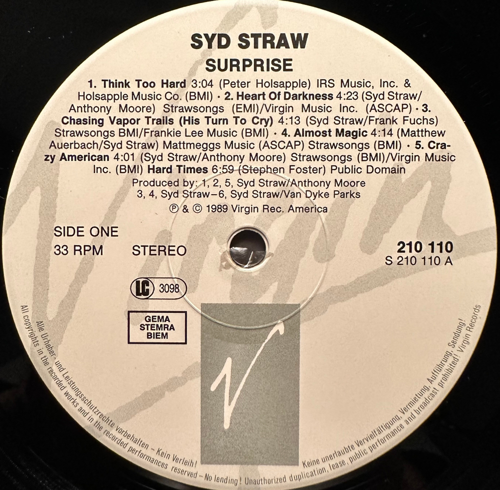 Syd Straw - Surprise (Германия 1989г.)