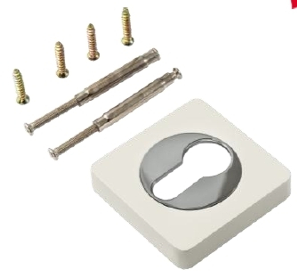 Накладка квадрат на цилиндр Ренц INET 02 MSW/CP, цвет супер белый матовый/хром (гарантия - 12 месяцев)