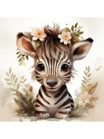 Картина по номерам 20х20см. "Малыши-животные. Зебра в цветах" 16цв. коробка (арт.Х-6309)