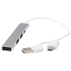 Alkaid 4-портовый концентратор USB-A и Type-C из переработанного алюминия с двумя входами