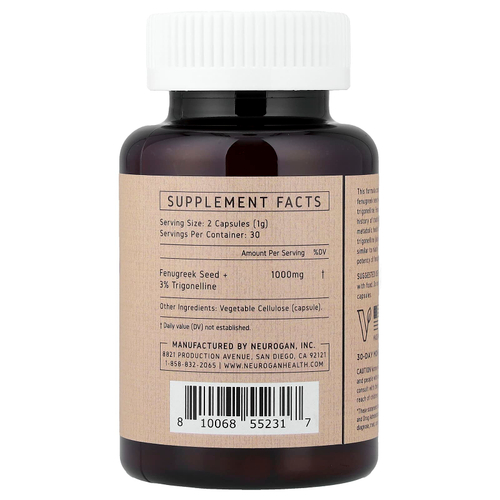Neurogan Health, семена пажитника и 3% тригонеллина, 60 капсул (500 мг в 1 капсуле)