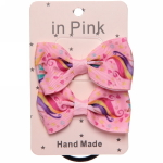 Банты для волос детские 2 шт «Small Happiness», единорожек-радуга, микс 2 цвета, 4*6,5см