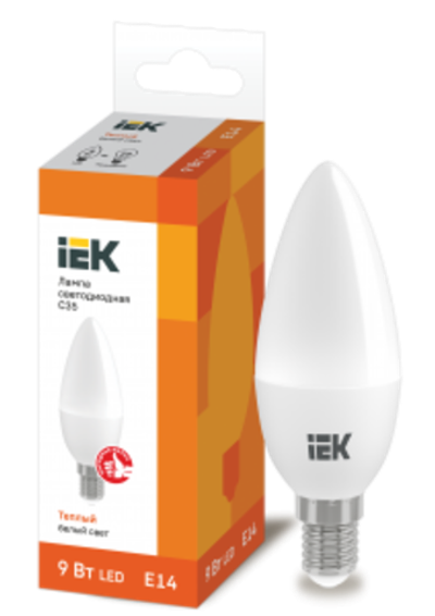 Лампа светодиодная C35 свеча 9Вт 230В 3000К E14 IEK