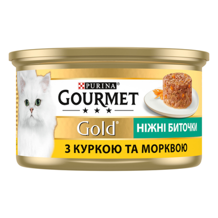 Влажный корм Gourmet Gold Нежные биточки курица и морковь 85 гр