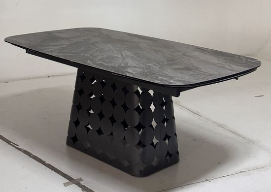 Стол MAGNUS 180 KL-80 Серый мрамор, итальянская керамика / Темно-серый каркас