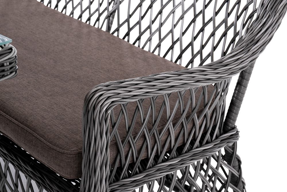 "Катания" обеденная группа плетеная на 6 персон, цвет графит