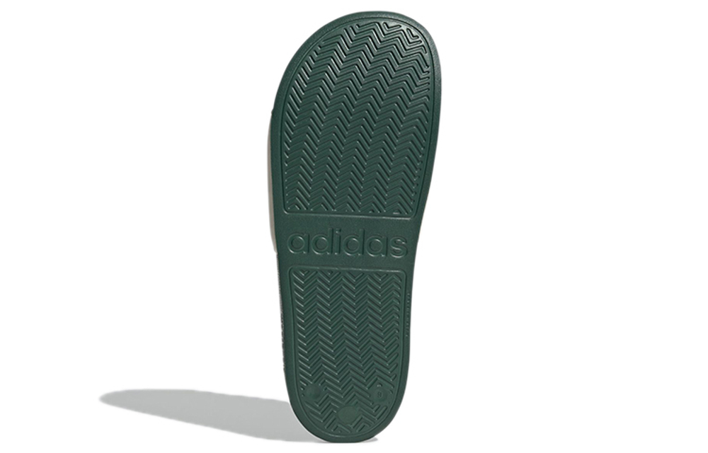 Adidas Adilette series outer wear simple and comfortable leather stitching non-slip anti-wear slippers for men and women with the same style of white and green