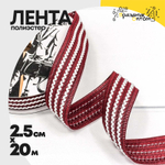 Лента Полиэстер 2,5см х 20м с зигзагом (Красный)