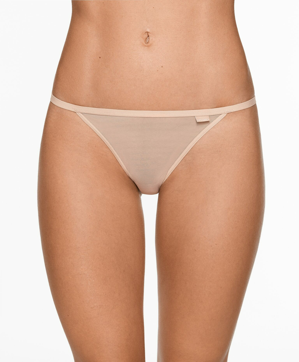 OYSHO Набор из трёх классических трусов в сеточку, бежевый