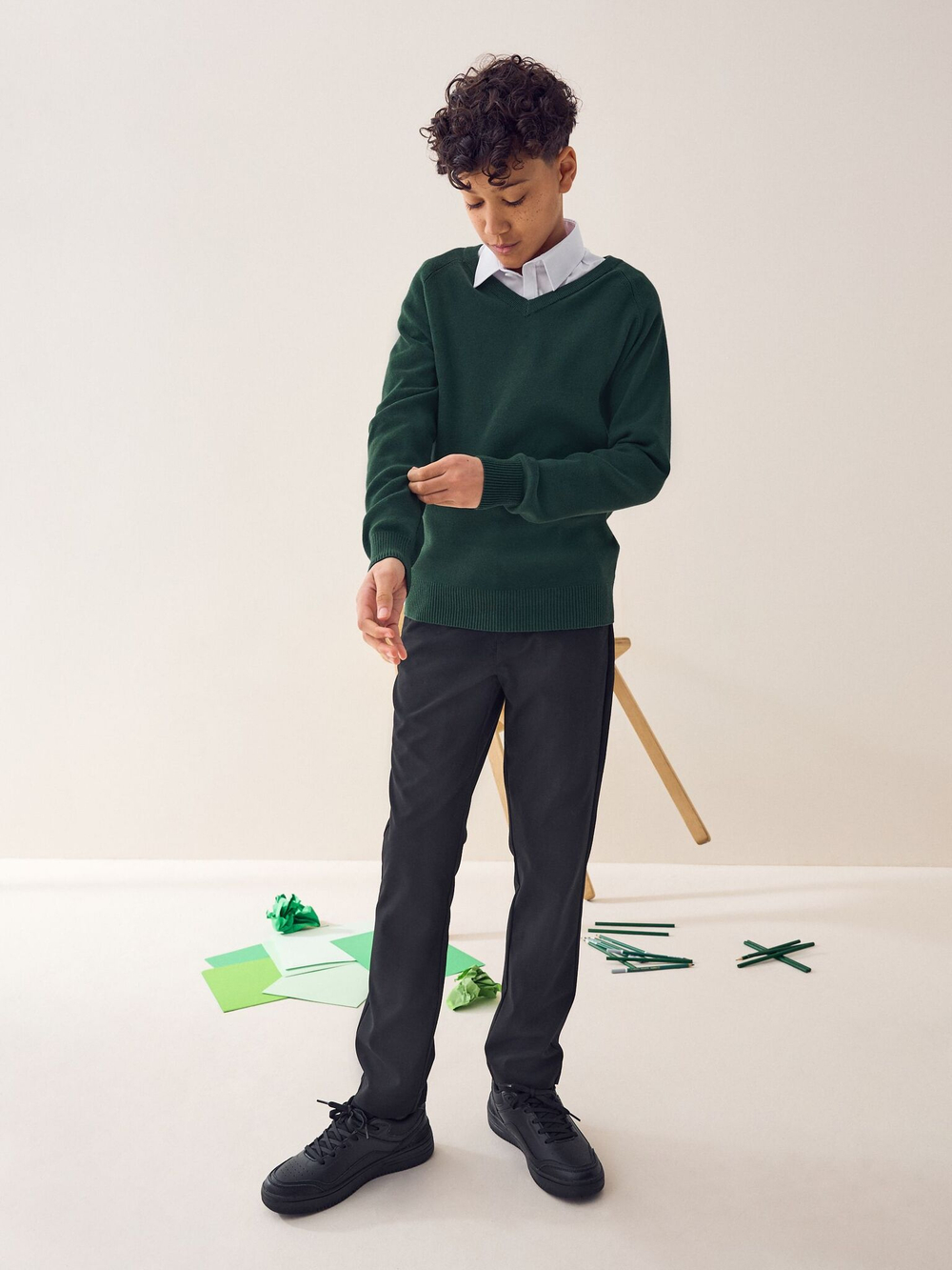 Джемпер школьный для мальчика Next Q90-643, Темно-зеленый