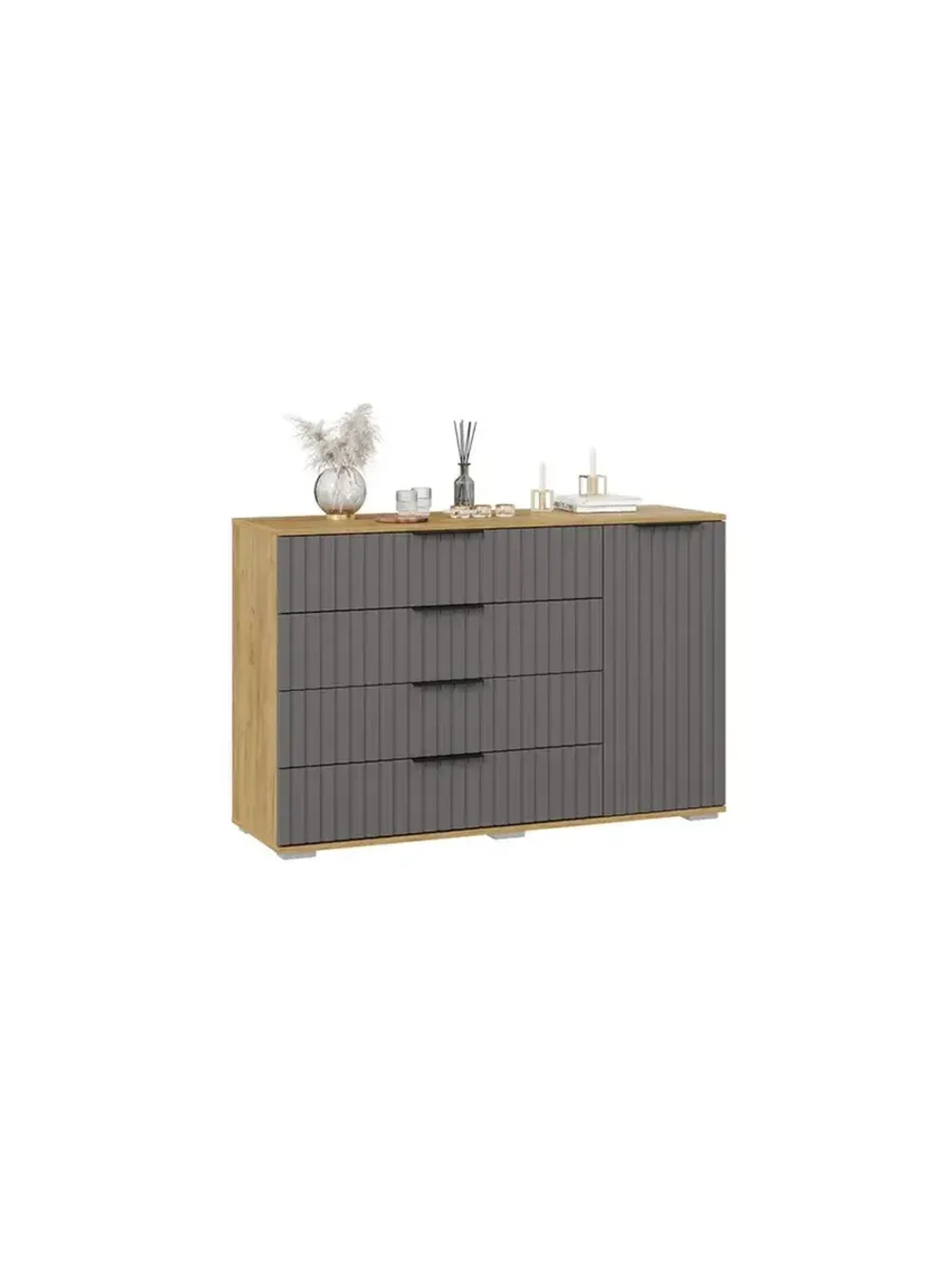 Комод для одежды Графит матовый 4 ящика 129х41х84 см