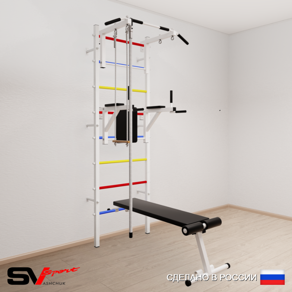 Шведская стенка Sv Sport усиленная 686 (Турник стандарт/Брусья/Скамья/Канат/Трапеция)