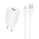 Сетевой адаптер питания BOROFONE BA101A 1USB 2.1A + кабель Type-C (белый)