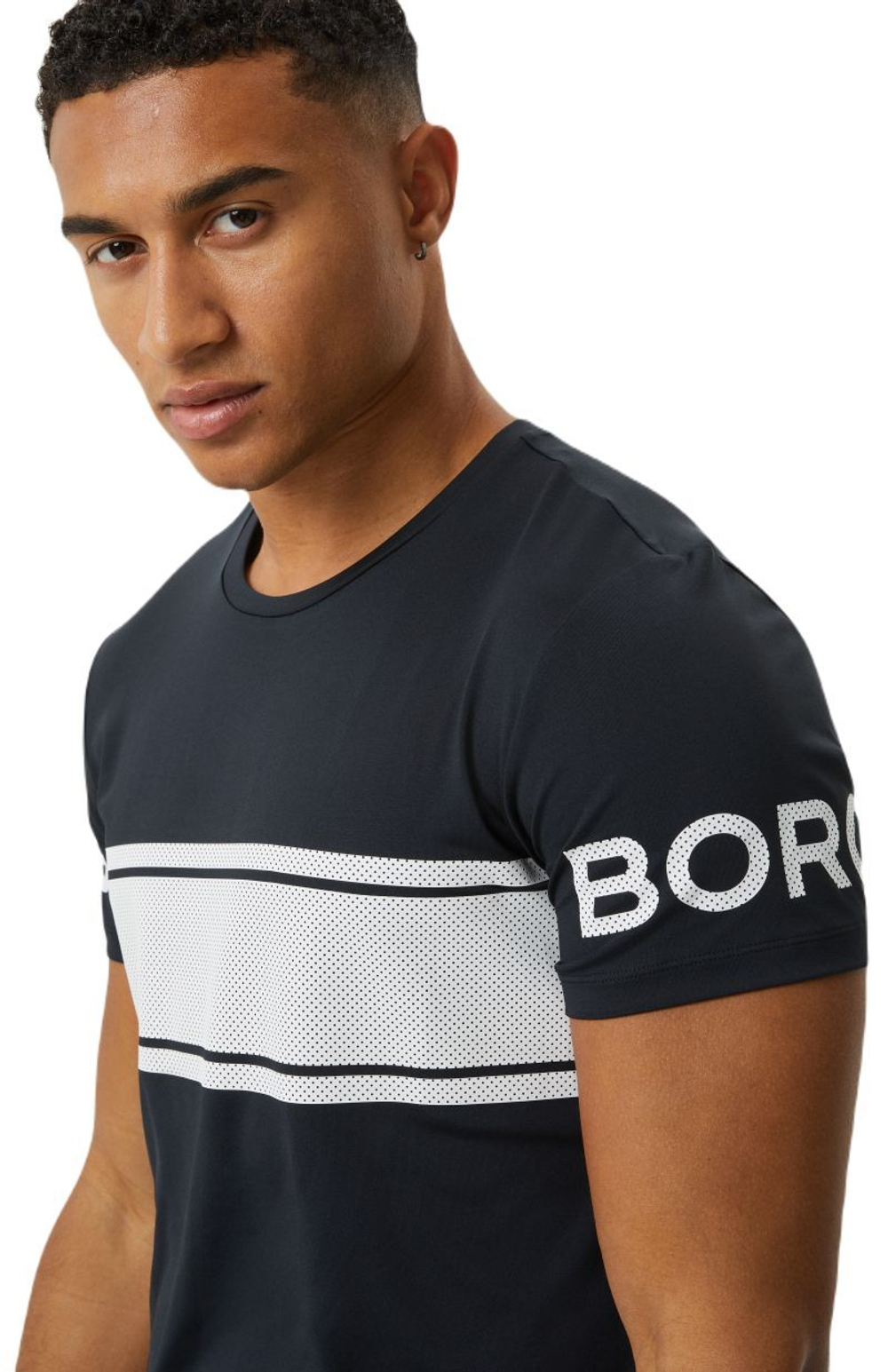 Мужская теннисная футболка Björn Borg T-Shirt Stripe - black beauty