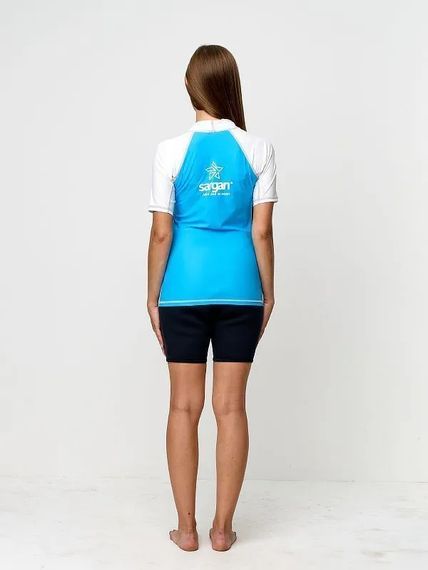 Футболка рашгард лонгслив Sargan Агидель UPF 50+ женская белый/голубой